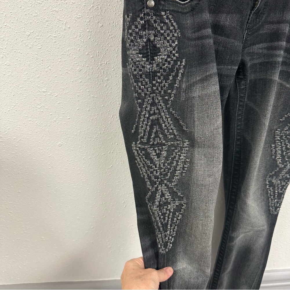 Miss Me Women's Whiskered Black Skinny Jeans Embroidered Side Detail - Picture 9 of 16